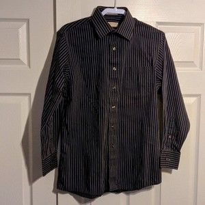 Michael Michael Kors 15 1/2..32/33 brown and blue stripped button down shirt